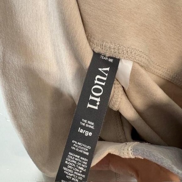 Vuori Pants Womens Large Beige Gray High Rise Leggings Colorblock Side VW462 - Picture 5 of 9